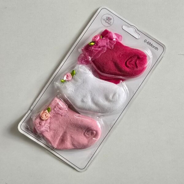 Baby Socks – Pack of 3 Pairs (0–3 Months)