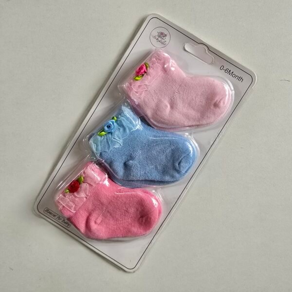 Baby Socks – Pack of 3 Pairs (0–3 Months)
